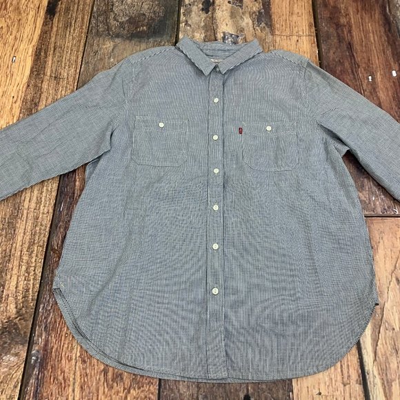 Levi's Tops - Levi's Blue and White Train Conductor Stripe XL